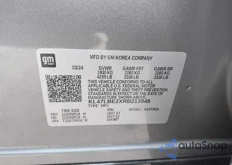 2024 Buick Envista Sport Touring Fwd from USA, damaged, VIN KL47LBE2XRB213948